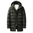 thumbnail image 4 of Men's Long Puffer Jacket Winter Warm Hooded Zip Up Quilted Padded Coat with Pockets Outdoor Outerwear, 4 of 4