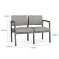 thumbnail image 3 of Lesro Lenox Steel Fabric Reception Waiting Room Guest Loveseat in Charcoal/Adler Gray Flannel, 3 of 5