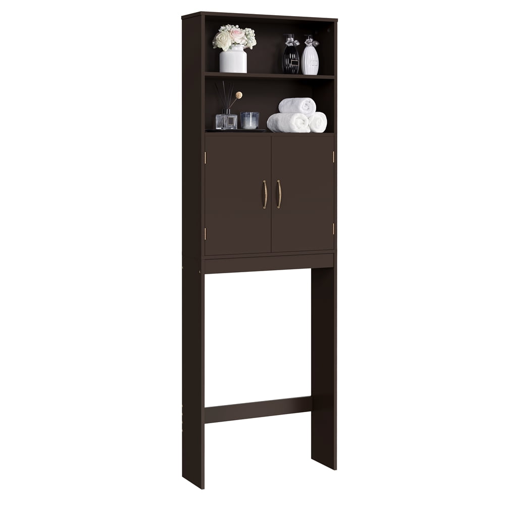 Yaheetech Over-the-Toilet Storage w/ Cabinet & 2 Open Shelves, Espresso