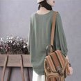 thumbnail image 3 of Summer Akafmk 3/4 Sleeve Shirts for Women,Summer Womens Cotton Linen Top,Casual Oversize Solid Color Round-Neck Imitation Top, 3 of 4