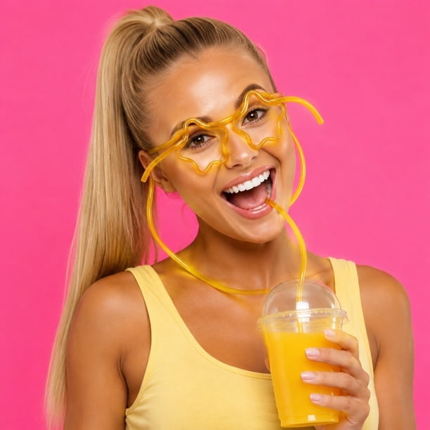 Funny Glasses Straws Cute Five-Pointed Star Plastic Straws Stylish Party And Birthday Accessories The Ideal Hands-Free Drinking Tool
