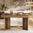 thumbnail image 3 of Finmind 55" Kitchen Island, Farmhouse Wooden Stationary Island Table with Large Worktop & Leg Room, for Meal Prep, Dining, Rustic Brown, 3 of 8