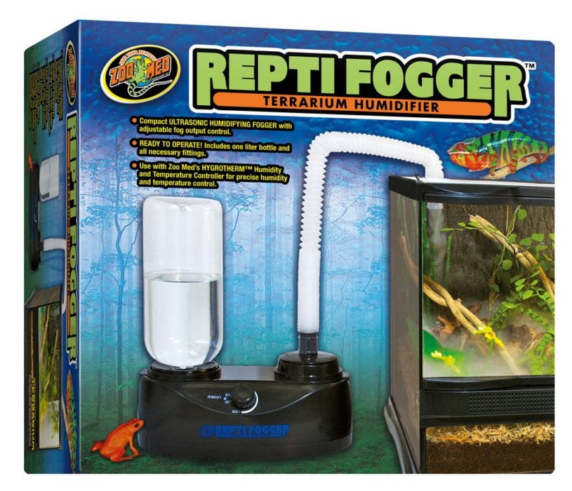 Hffheer Reptile Mist Maker Lizards Fogger Atomizer Fountain Pond Fish Tank Rockery Fog Maker Reptile Terrariums Fogger with LED Light 