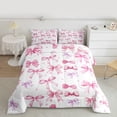 thumbnail image 3 of Homewish Kawaii Bow Tie Bedding Comforter Set,Ribbon Bowknot Twin Comforter Sets,White Pink Bedding Set For Girl Kids,Luxury Bedroom Decor Reversible,2pcs, 3 of 9