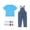 B Blue, variant on Bovxnpu Toddler Kids Boys Girls Unisex Solid T Shirt Denim Overalls Socks Short Sleeve Outfit Set