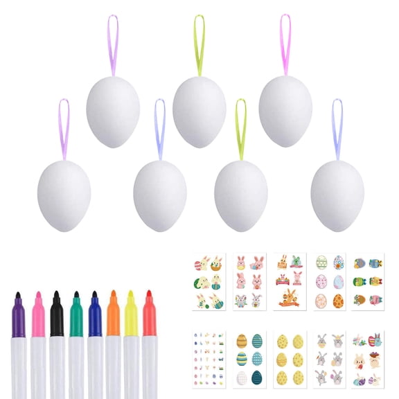 Easter Egg DIY Painting Kit DIY Art Handicrafts to Paint Your Own Easter Ceramic Egg Statues Plaster Brushes Acrylic Paints Bags Party for Adults multicolor