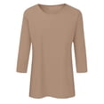 thumbnail image 4 of COMVALUE 3/4 Length Sleeve Womens Tops Casual Loose Fit Crewneck T Shirts Cute Solid Three Quarter Length Tunic Tops Khaki for Size XXL, 4 of 4