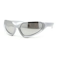 thumbnail image 2 of Crop Top Runway Fashion Wrap Triangular Sport Style Sunglasses Silver - Silver Mirror, 2 of 4