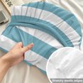 thumbnail image 4 of Twin XL Size Fitted Sheet Set - Aqua Striped 2 Piece Bedding Sets 16" Deep Pocket Fitted Sheet with 1 Pillowcases, Modern Farmhouse Blue White Stripes Brushed Microfiber Hotel Luxury Bed Sheets, 4 of 9