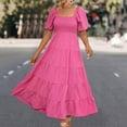 thumbnail image 2 of Sngxgn Women's Dress Ribbed Sleeveless Halter Neck Tank Tops Mini Dresses(Hot Pink,XL), 2 of 7