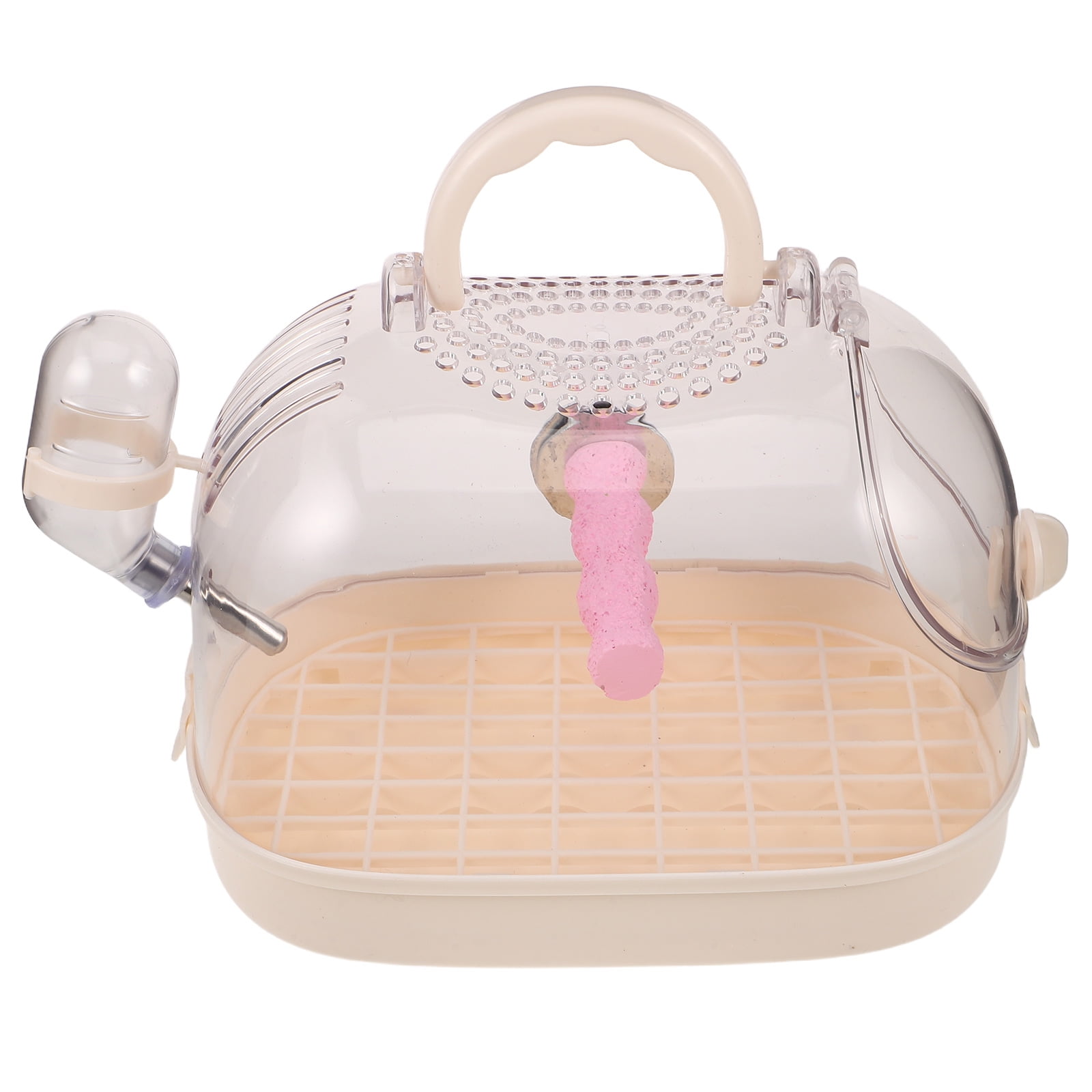HEANUJJ Beige Lightweight Transparent Parrot Bird Cage with Perch and Locking System for Travel