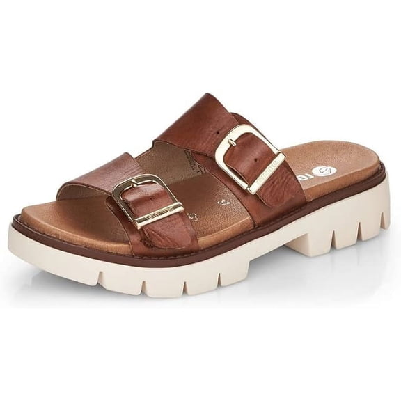 Remonte Women's D7953-24 Roxane 2-Strap Double Buckle Sandal, Brown, 42 EU