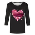 thumbnail image 5 of Cadancy Valentine's Shirts for Women 3/4 Sleeve Heart Print Vintage Tunic Tops Crewneck Loose Casual Cute Tees Fashion Valentines Day Outfits, 5 of 6