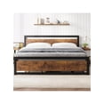 thumbnail image 1 of Metal y wood platform marco de cama con cabecero y footboard, strong metal slat support, no necesita colchón base, easy to assemble, 1 of 5