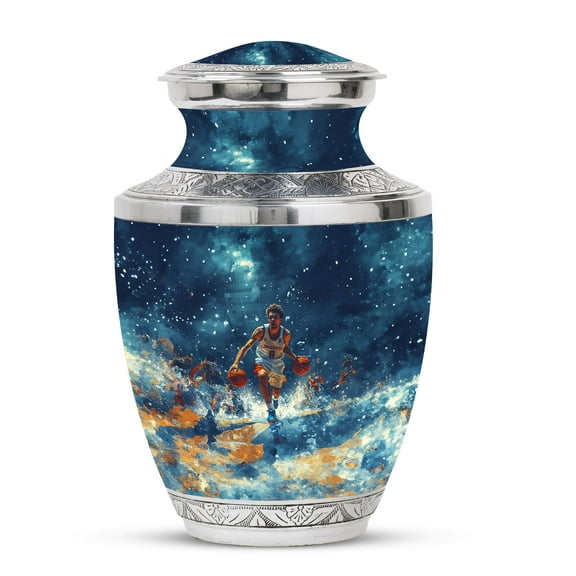 KARYLIZ Basketball Urn for Ashes Adult Male Large - Decorative Urns for Ashes for Women - Cremation Urns for Human Ashes - Funeral for Human Ashes Adult Man Ash Cremation (10 Inch)