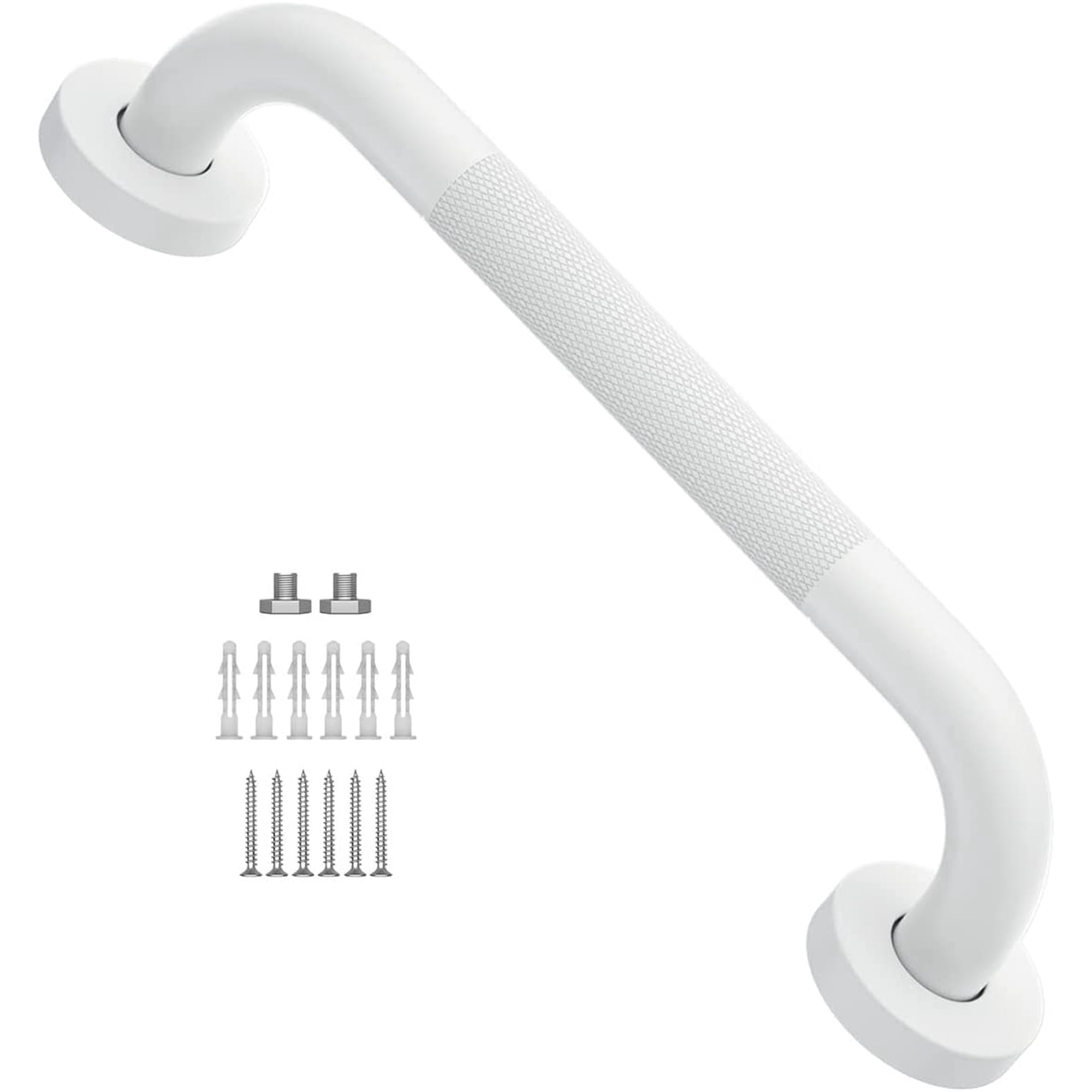 12 Inch Anti Slip Shower Grab Bar Oil Rubbed White, Bathroom Bar, Knurled Balance Bar,Safety Hand Rail Support Handicap Elderly Injury Senior Assist Bath Handle