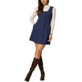 thumbnail image 2 of INSPIRE CHIC Women's Suspender Dress Scoop Neck Pinafore Overall Corduroy Casual Dress M Dark Blue, 2 of 6