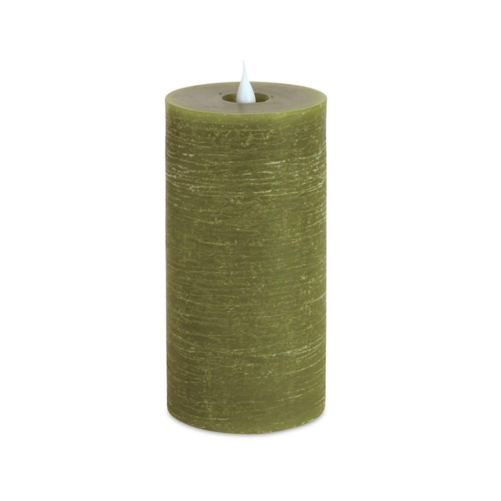 7” Green Flameless Battery Operated Simplux LED Designer Pillar Candles