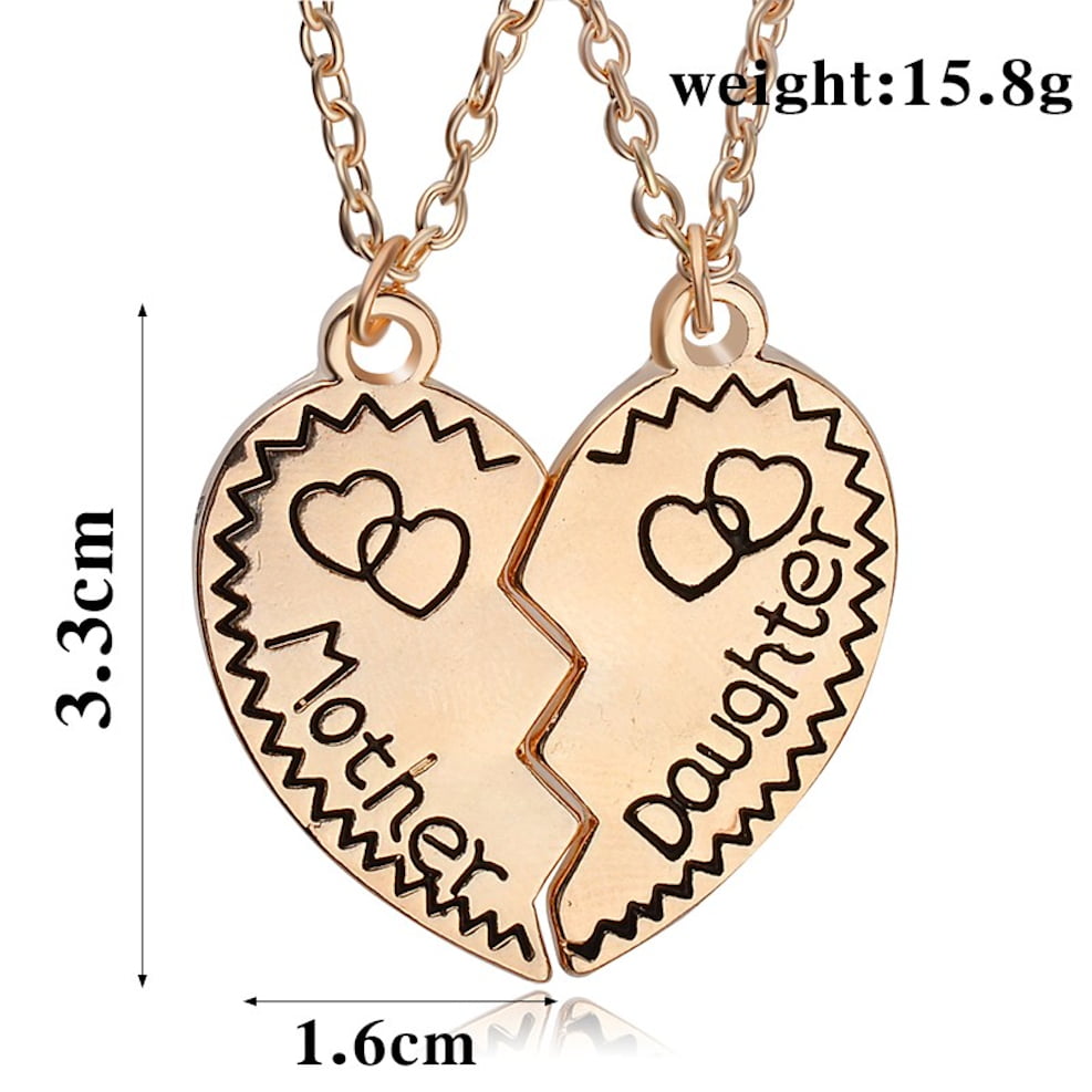 Rhinestone Jewelry Fashion Mother And Daughter  Broken Heart Necklace Pendant
