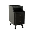 thumbnail image 5 of Muwuele Solid Wood Small Nightstand with Drawers, Dorm Bedside Table, Narrow Black Nightstand for Bedroom, Living room, 5 of 13