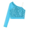 thumbnail image 3 of Zaldita Girls Kids Sequins Metallic Hip Hop Jazz Crop Top Athletic Tees for Gymnastic Leotards Sports Dancewear Activewear Light Blue 12, 3 of 7