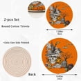 thumbnail image 3 of GZHJMY 2 Pcs Cotton Vintage Halloween Woven Pot Holder Trivets Set,Round Coasters Placemat for Cooking Baking Hot Dish Pan Pot Bowl Teapot(7&9 Inches), 3 of 5