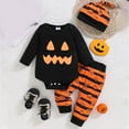 thumbnail image 2 of REgarm My First Halloween Baby Boy Outfit Long Sleeve Romper Pants Hat Pumpkin Clothes Fall Winter Clothes,6-9 Months, 2 of 7