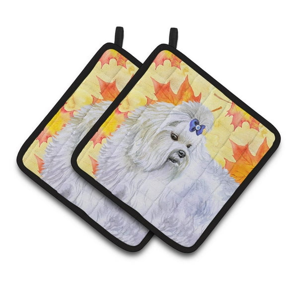 Caroline's Treasures Maltese Fall Pair of Pot Holders