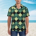 thumbnail image 2 of Rateoe Green Squares Pattern Men’s Hawaiian Shirt – Short Sleeve Button-Down Tropical Beach Shirt, Lightweight & Breathable Casual Aloha Shirt with Pocket,Large, 2 of 7