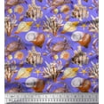 thumbnail image 1 of Soimoi Purple Modal Satin Fabric Crab,Shell & Coral Ocean Printed Fabric 1 Yard 42 Inch Wide, 1 of 1