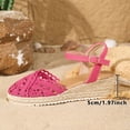 thumbnail image 7 of Rokment Womens Crochet Platform Wedge Sandals Bohemian Handwoven Straw Espadrilles Chunky High Heels Beach Casual Closed Toe Dress Summer Shoes for Vacation Spring Summer Fall Hot Pink Size 8.5, 7 of 7