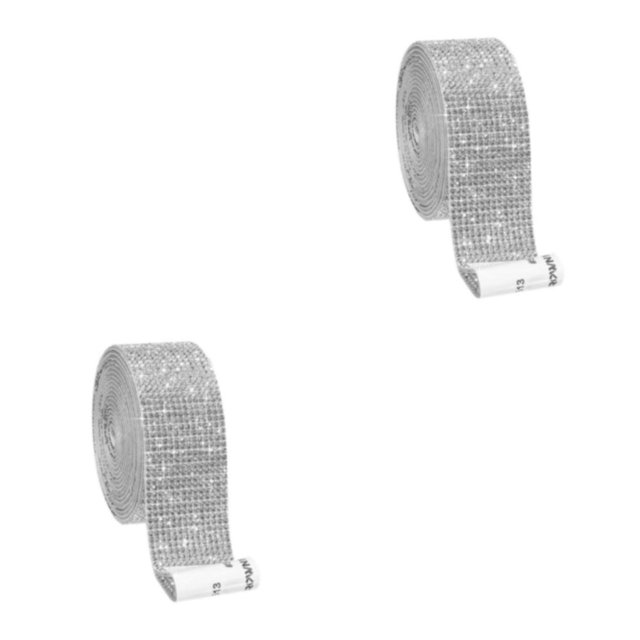 Destyer Exquisite Crystal Rhinestone Ribbon DIY Sticker Silver 1.4cm 1.4cm 1.8cm 2.7cm 2Set