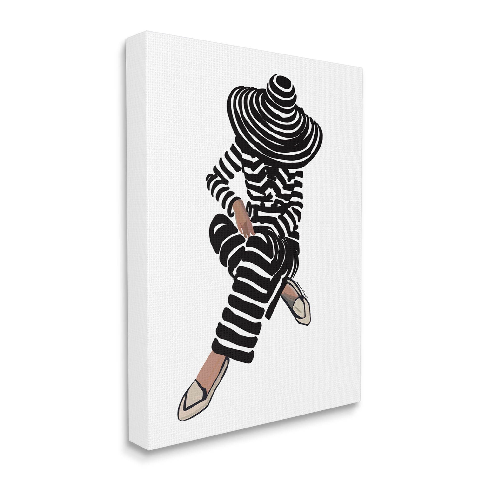 Stupell Industries Stripes Pattern Woman Sitting Fashion Portrait Graphic Art Gallery Wrapped Canvas Print Wall Art, Design by Amelia Noyes