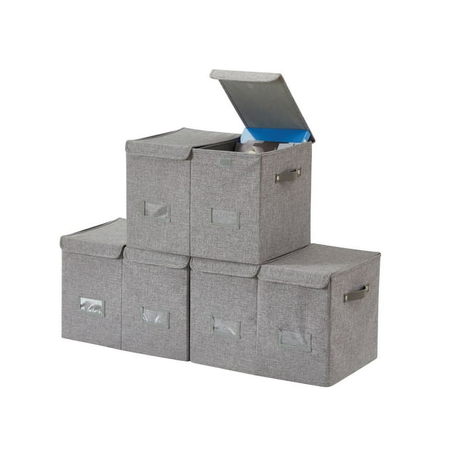 DECOMOMO Jumbo Foldable Storage Bin | Rugged Canvas Fabric Cube Container with Handles | Great for Organizing Closets, Offices and Homes