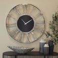 thumbnail image 2 of DecMode 35" Silver Aluminum Geometric Open Frame Wall Clock with Black Glass Center, 2 of 7
