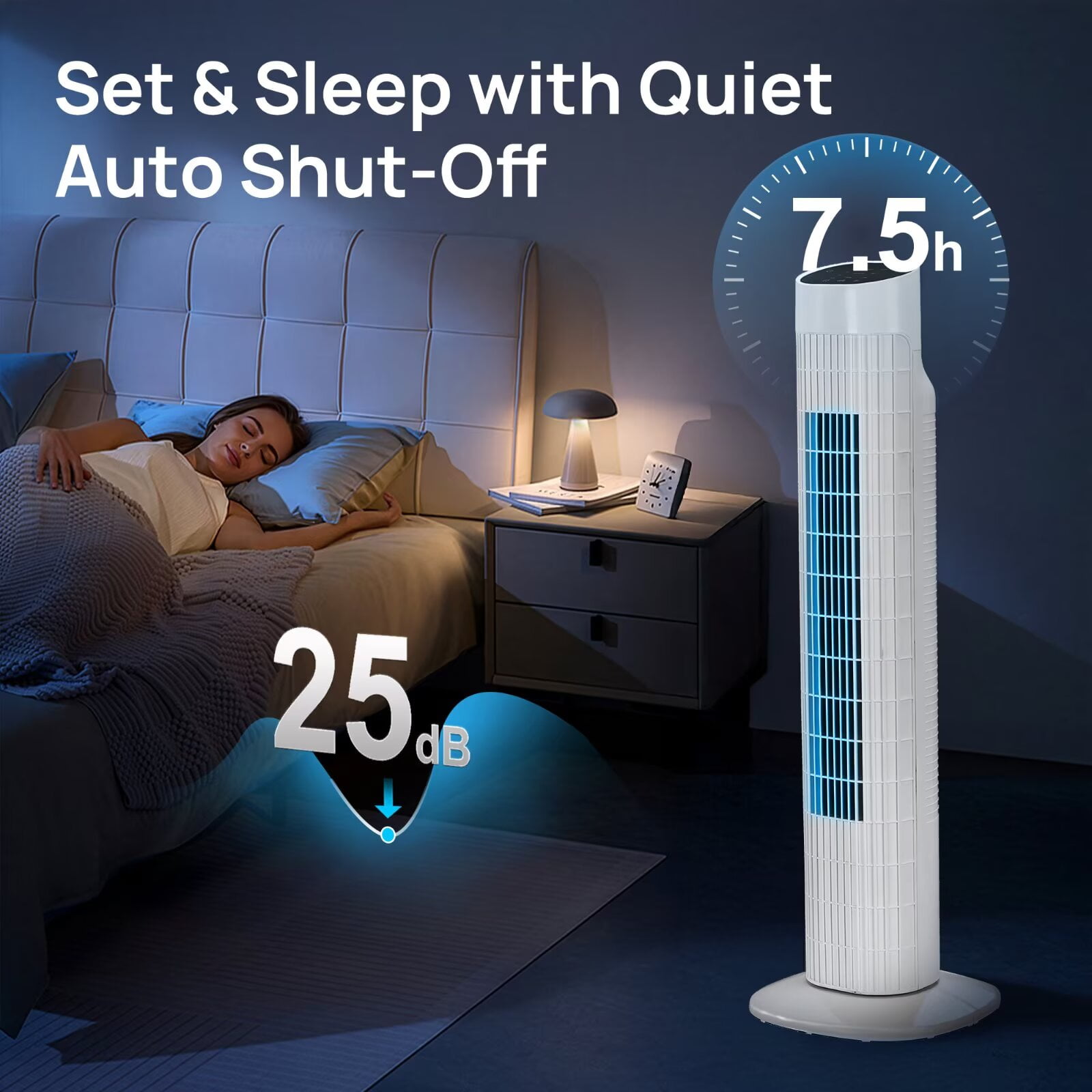 Tower Fan for Bedroom, 31" Oscillating Electric Fan with Remote, 3 Modes, Quiet Fan for Home, Office(White)