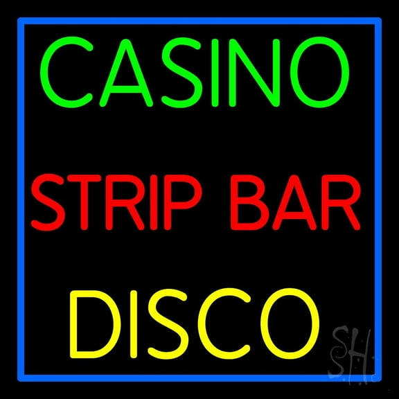 Casino Strip Bar Disco LED Neon Sign 24 x 24 - inches, Black Square Cut Acrylic Backing, with Dimmer - Bright and Premium built indoor LED Neon Sign for wall décor, arcarde, and storefront.