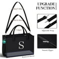 thumbnail image 5 of YOOLIFE Initial Black Canvas Tote & Makeup Bag with Zipper, Adjustable Strap - Personalized Present for Women's Birthday, 5 of 7