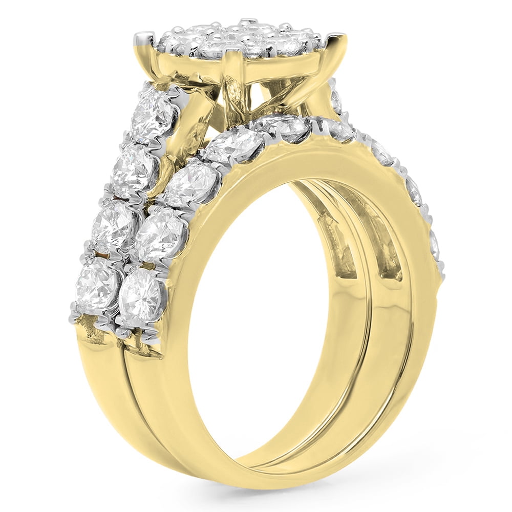 Dazzlingrock 14K Yellow Gold Diamond Initial Pendant - 0.05 Ct Round Stones With 18" Chain