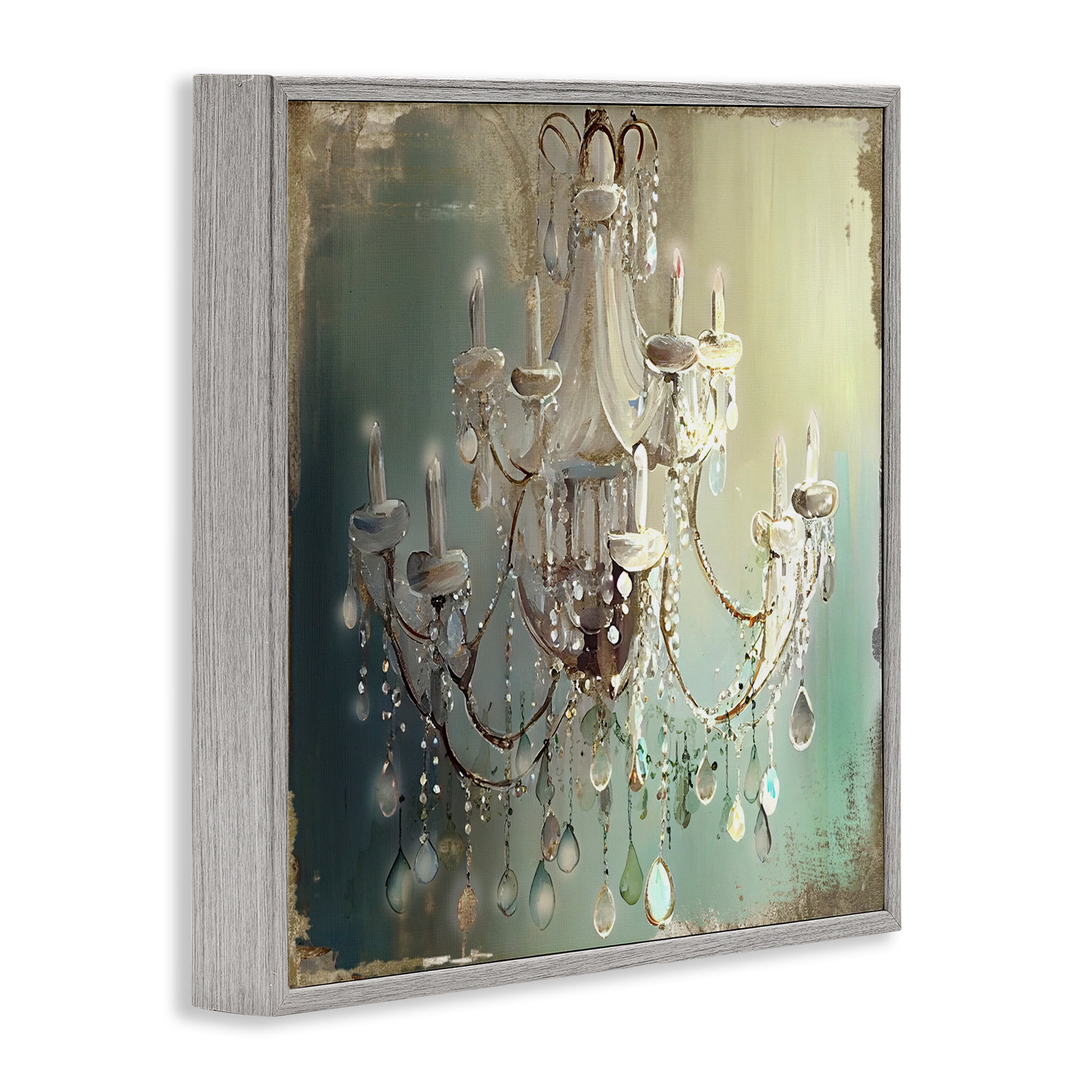 Vintage Illumine Chandelier Gray Framed Giclee Art, design by Sasha