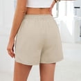 thumbnail image 5 of ClodeEU Women's Linen Blend Drawstring Shorts，High Waisted Casual Loose Fit Summer Shorts with Pockets Beige,Womens Plus S, 5 of 9