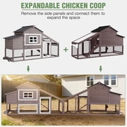 Aivituvin Mobile Chicken Coop with Run Large Hen House with Wheels Chicken House Poultry Cage with Nesting Box, Pull-Out Tray for 3-5 Chickens Brown