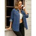 thumbnail image 2 of Unique Bargains Women's Denim Shirt Long Sleeve Jean Jackets Casual S Blue, 2 of 6