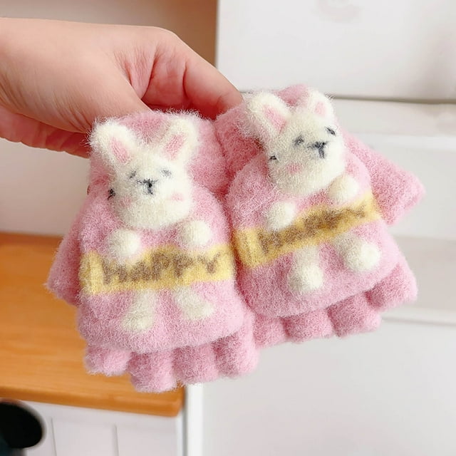 hengsof Gants d'Hiver Gants Chauds pour Enfants Mitaines Tricotées