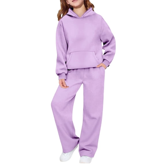 Afdoent Girls Sweatsuit Sets Cozy Long Sleeve Hoodie Sweatpants For Kids Warm Winter Outfit Comfort Wear 12-13 Years