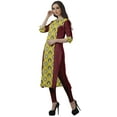 thumbnail image 4 of Moomaya Printed Straight Kurtis For Women V Neck Roll Up Sleeves Kurta Tunic, 4 of 6