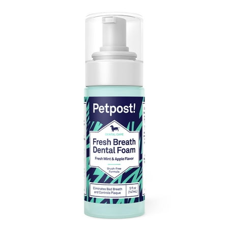 Petpost | Fresh Breath Foam for Dogs - Mint & Apple Flavored Dental Solution that Kills Bad Breath - Plaque and Tooth Decay - Natural Tooth Cleaning