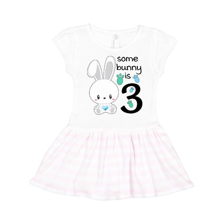 

Inktastic Somebunny is Three-Third birthday bunny Gift Toddler Girl Dress