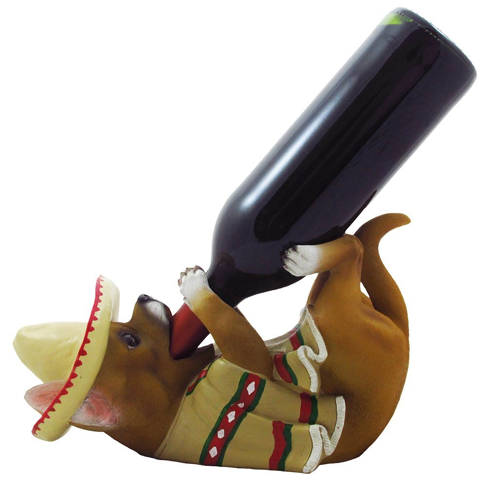Decorative Southwest Chihuahua Wine Bottle Holder Puppy Dog Statue