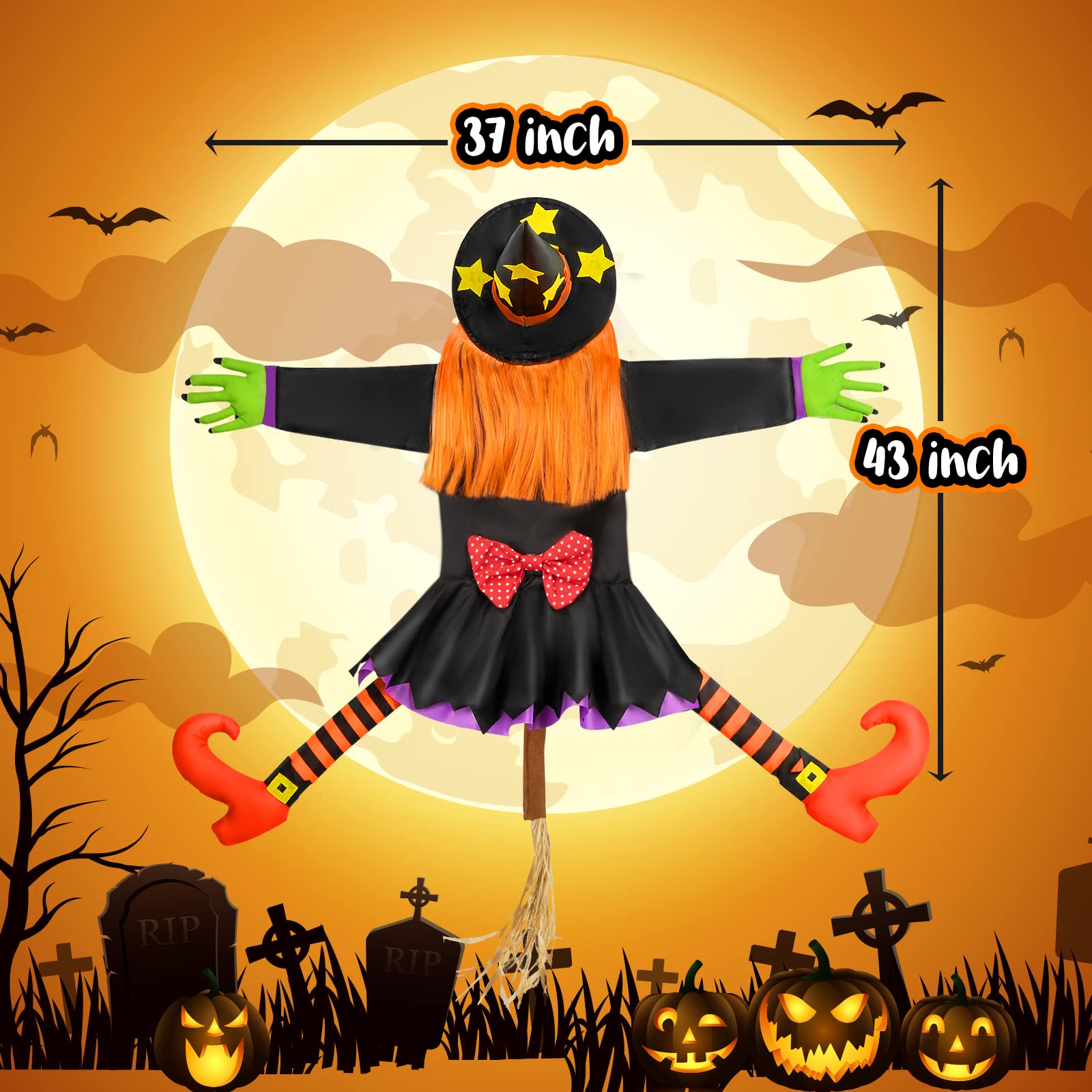 Bosoner 44" Crashing Witch Hanging Halloween Decoration photo 2